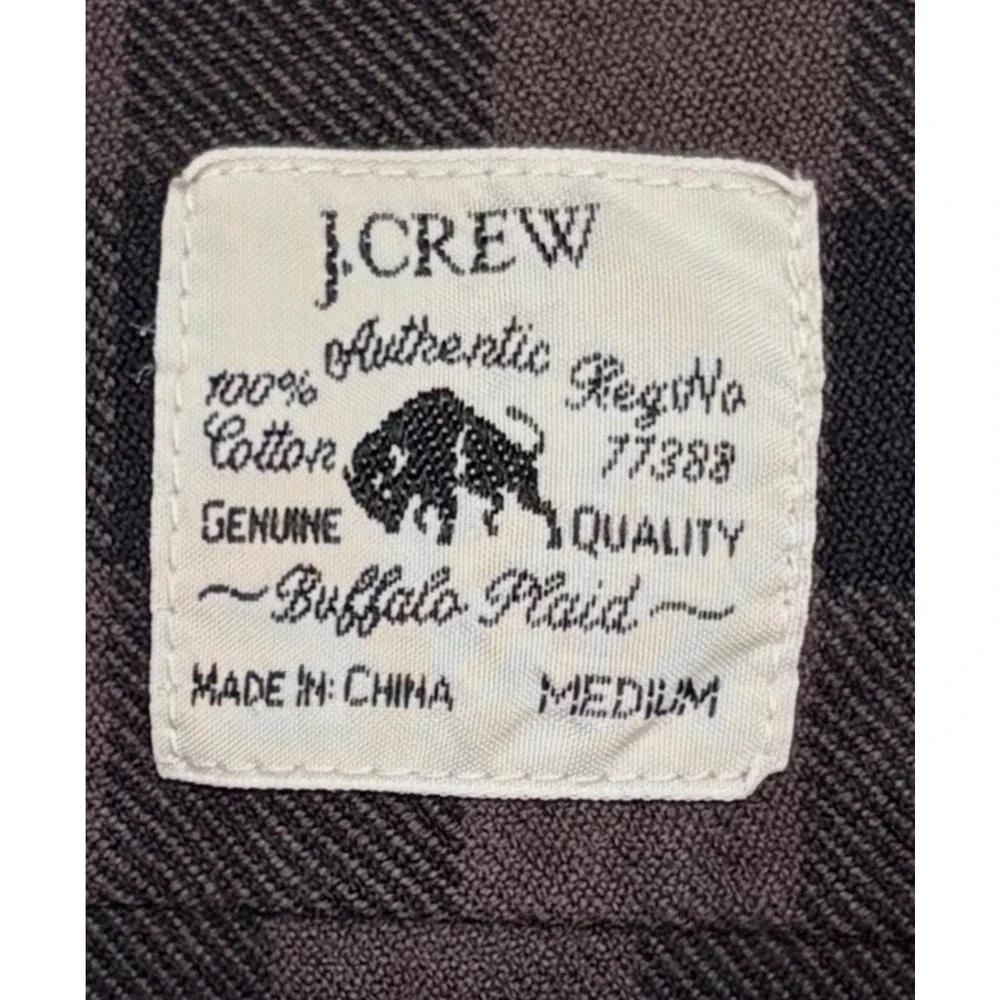 J CREW Buffalo Plaid Cotton Flannel Shirt Brown Black Button Up Mens M Casual